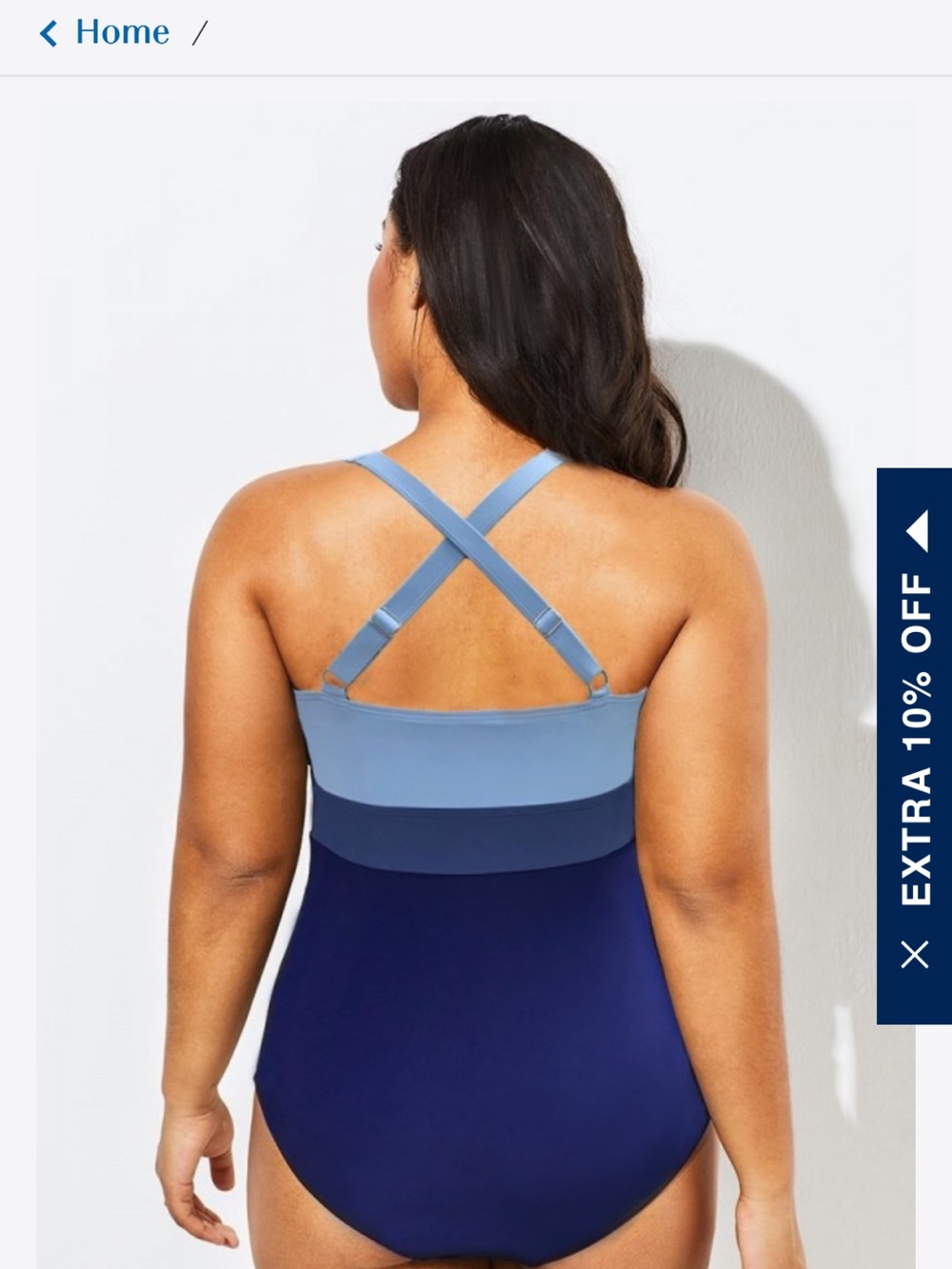 NWT MeetCurve Plus-Size Blue Colorblock One-Piece Swimsuit - Picture 2 of 5